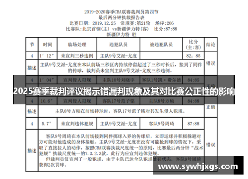 2025赛季裁判评议揭示错漏判现象及其对比赛公正性的影响