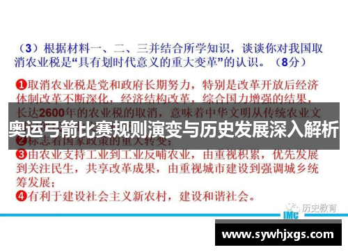 奥运弓箭比赛规则演变与历史发展深入解析